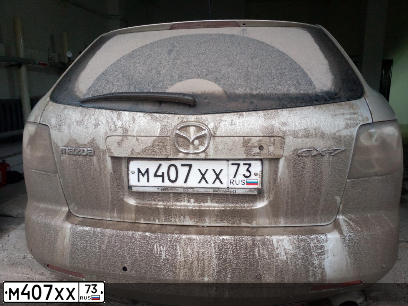 Фото автомобиля MAZDA CX-7, 2008 — госномер М407ХХ73. Цвет: СЕРЕБРИСТЫЙ