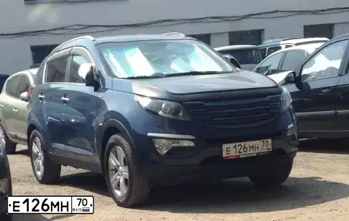 Фото автомобиля KIA SPORTAGE, 2012 — госномер А075РК716. Цвет: синий