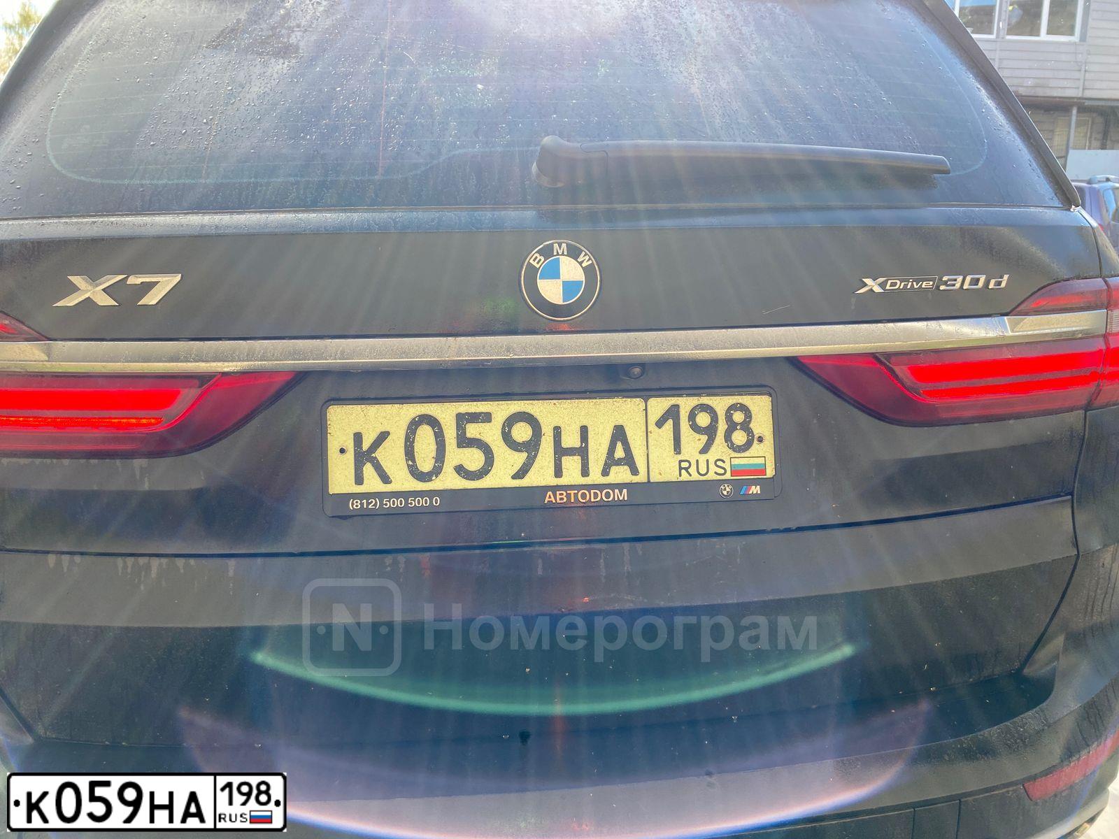 Фото автомобиля BMW X7, 2020 — госномер К059НА198. Цвет: ЧЕРНЫЙ