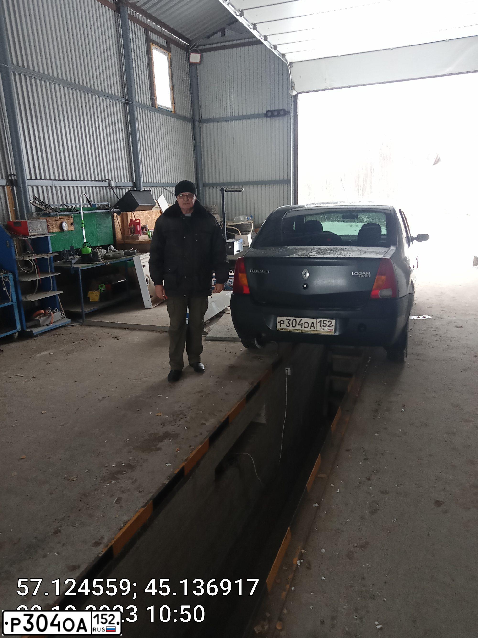 Фото автомобиля RENAULT LOGAN, 2007 — госномер Р304ОА152. Цвет: ТЕМНО-СЕРЫЙ