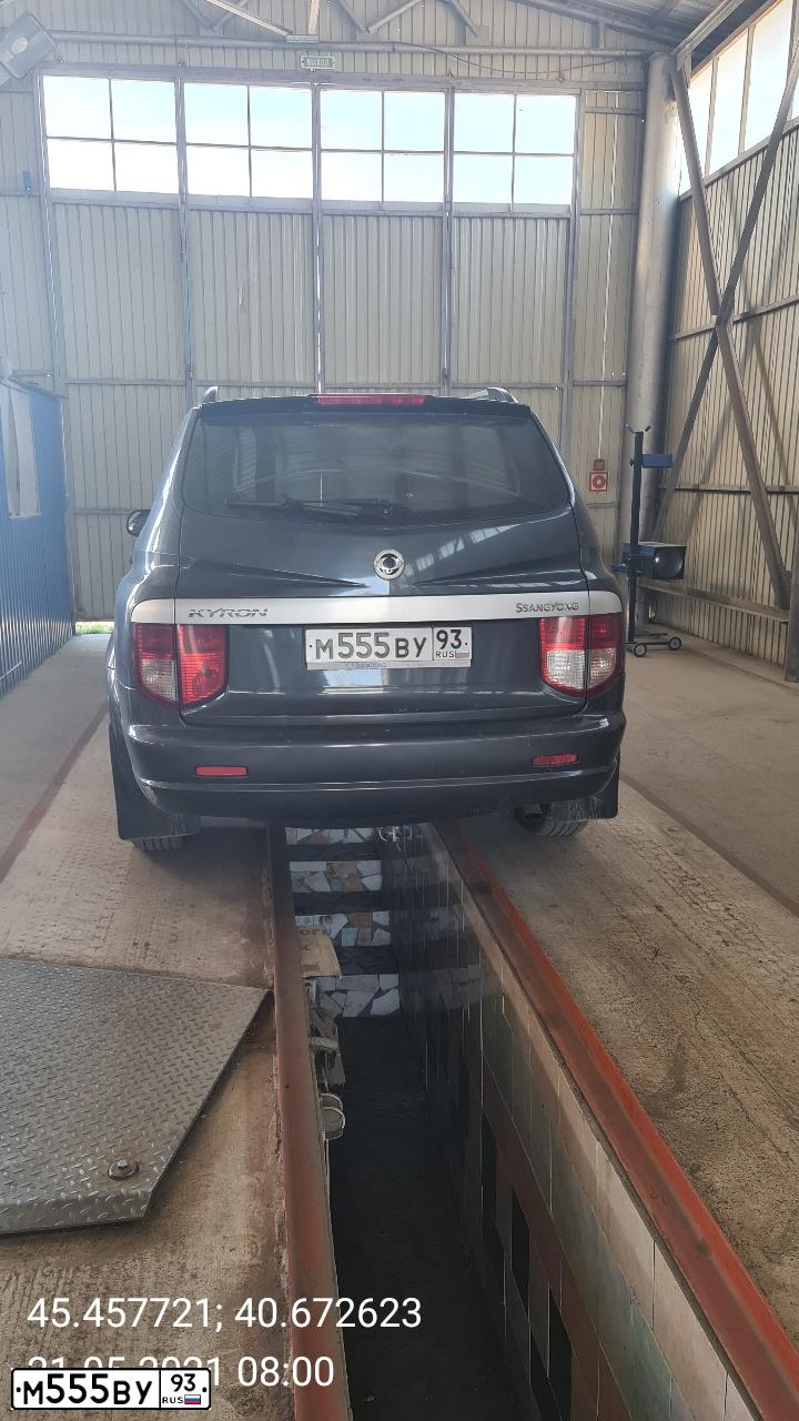 Фото автомобиля SSANGYONG KYRON, 2007 — госномер М555ВУ93. Цвет: СИНЕ-СЕРЫЙ