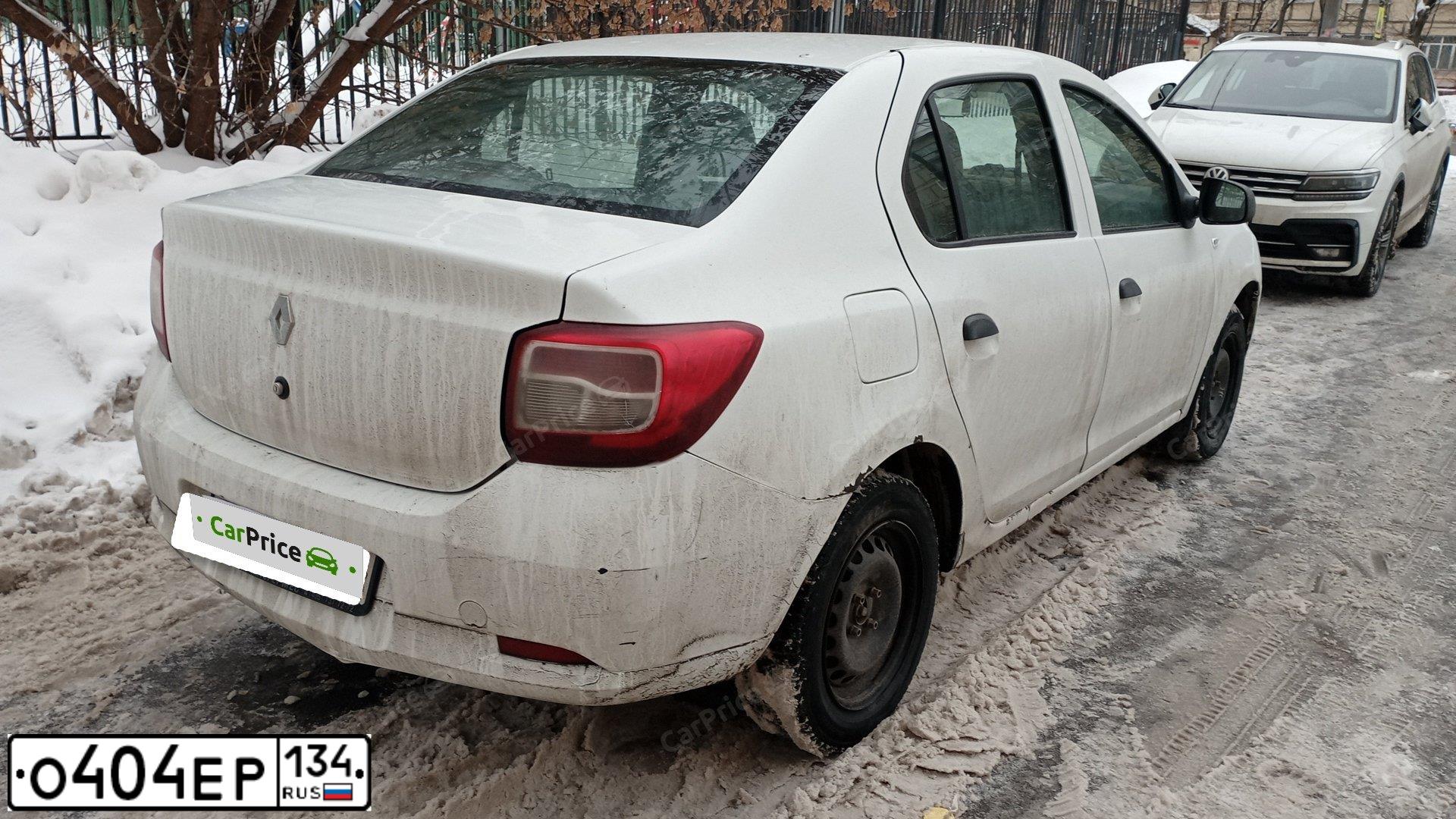 Фото автомобиля RENAULT LOGAN, 2019 — госномер О404ЕР134. Цвет: Белый
