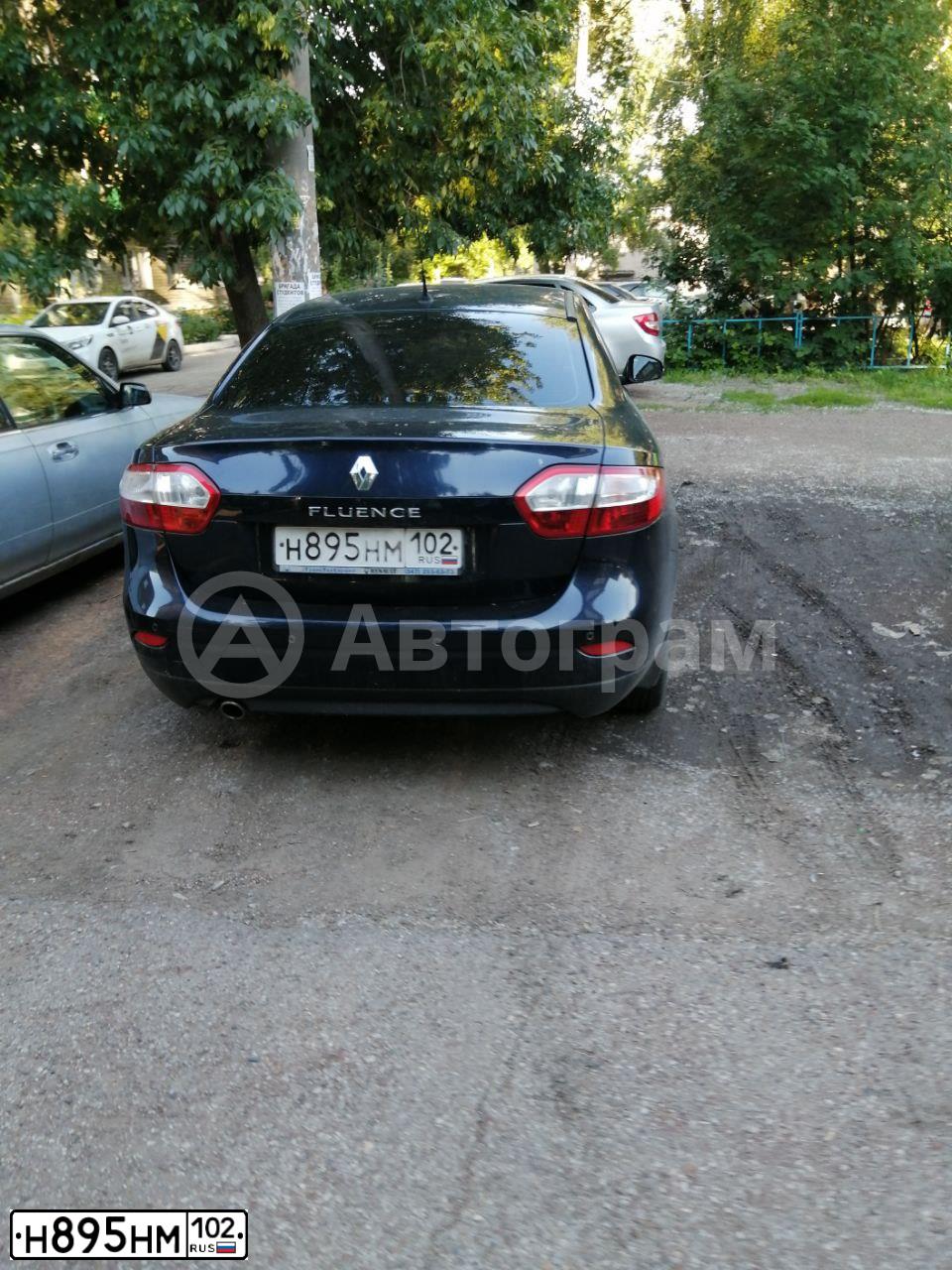Фото автомобиля RENAULT FLUENCE, 2012 — госномер Н895НМ102. Цвет: ТЕМНО-СИНИЙ