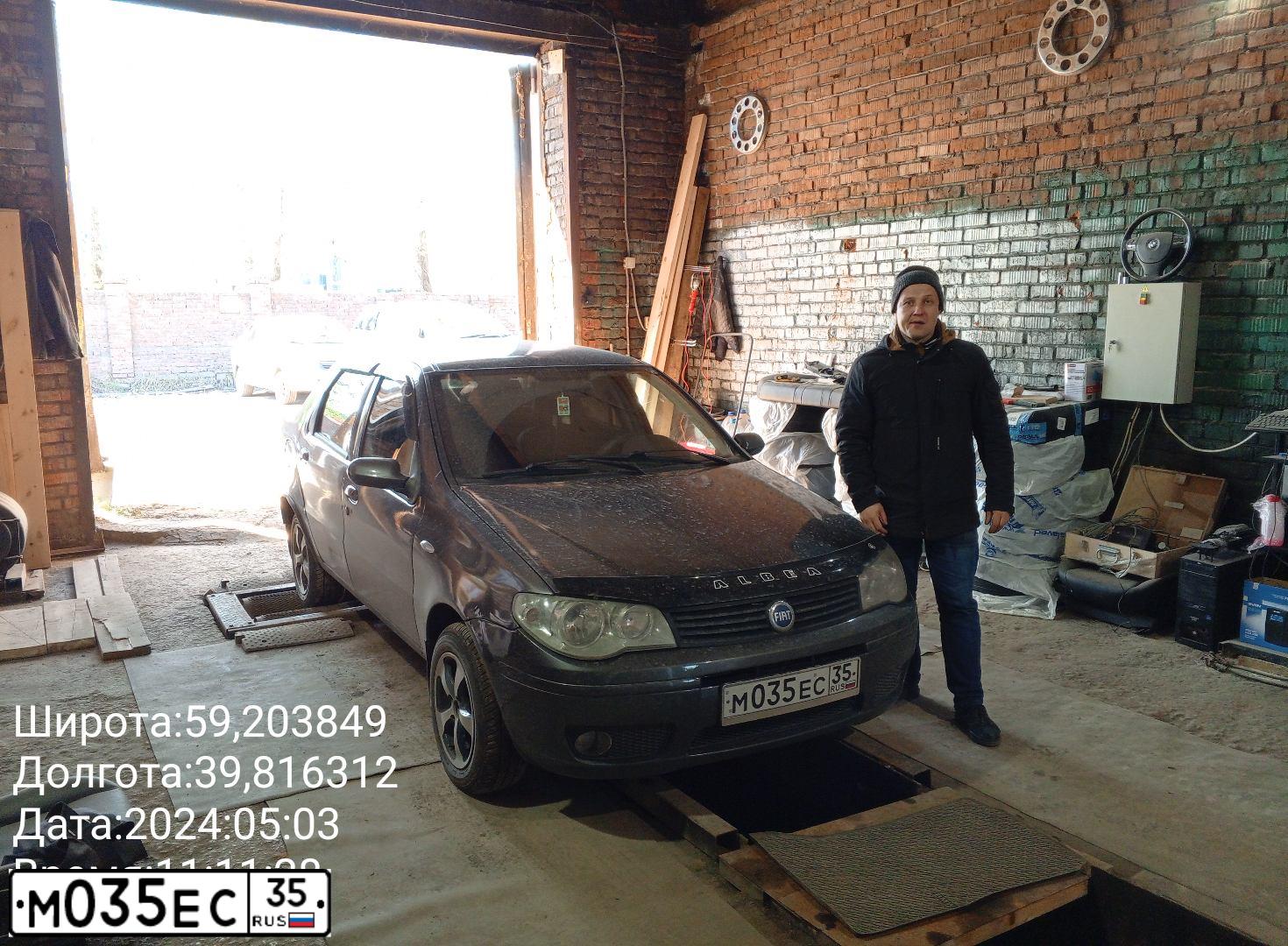 Фото автомобиля FIAT ALBEA, 2007 — госномер М035ЕС35. Цвет: серый андеграунд