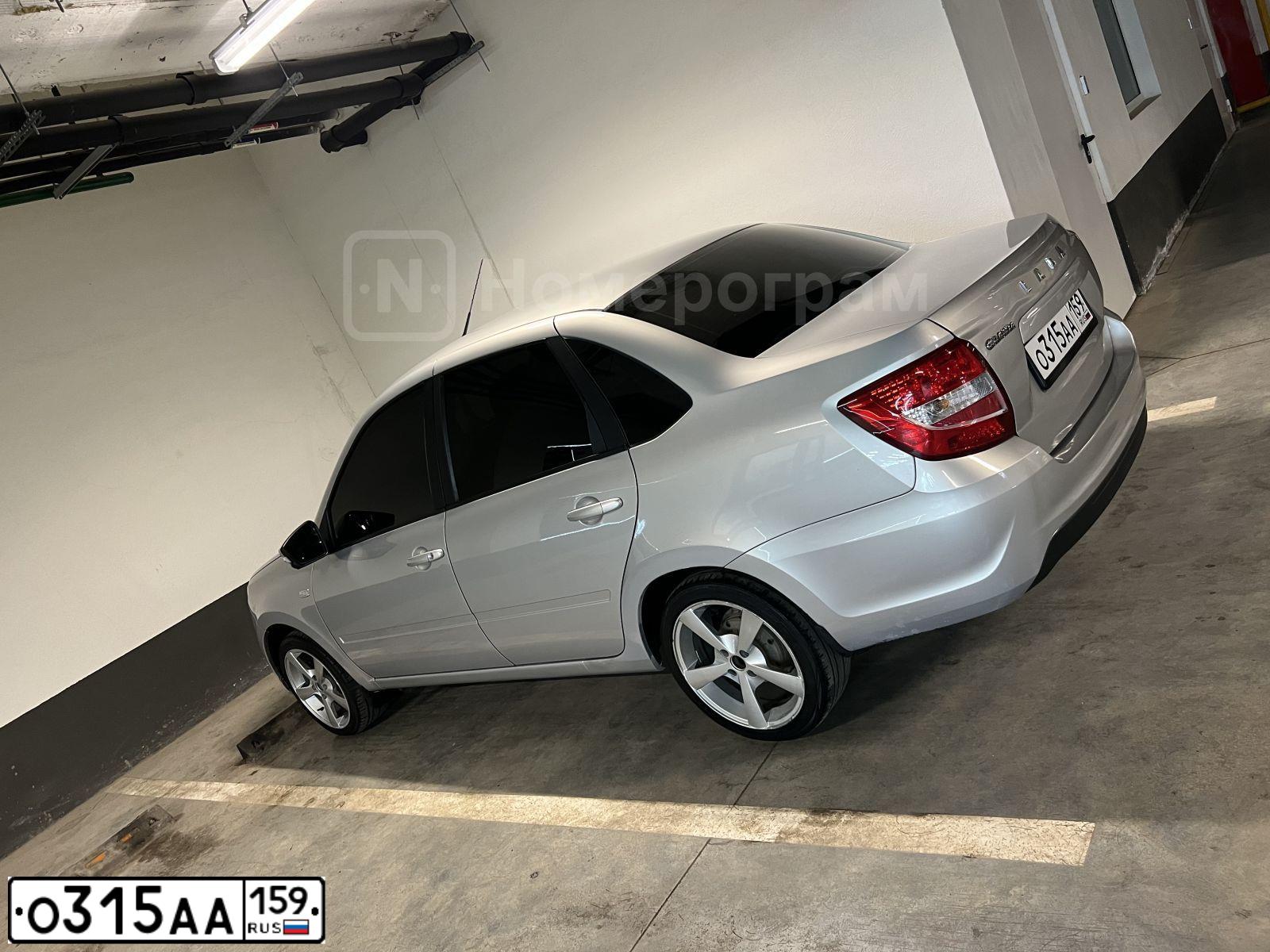 Фото автомобиля LADA 2190 GRANTA, 2018 — госномер О315АА159. Цвет: СЕРЕБРИСТЫЙ