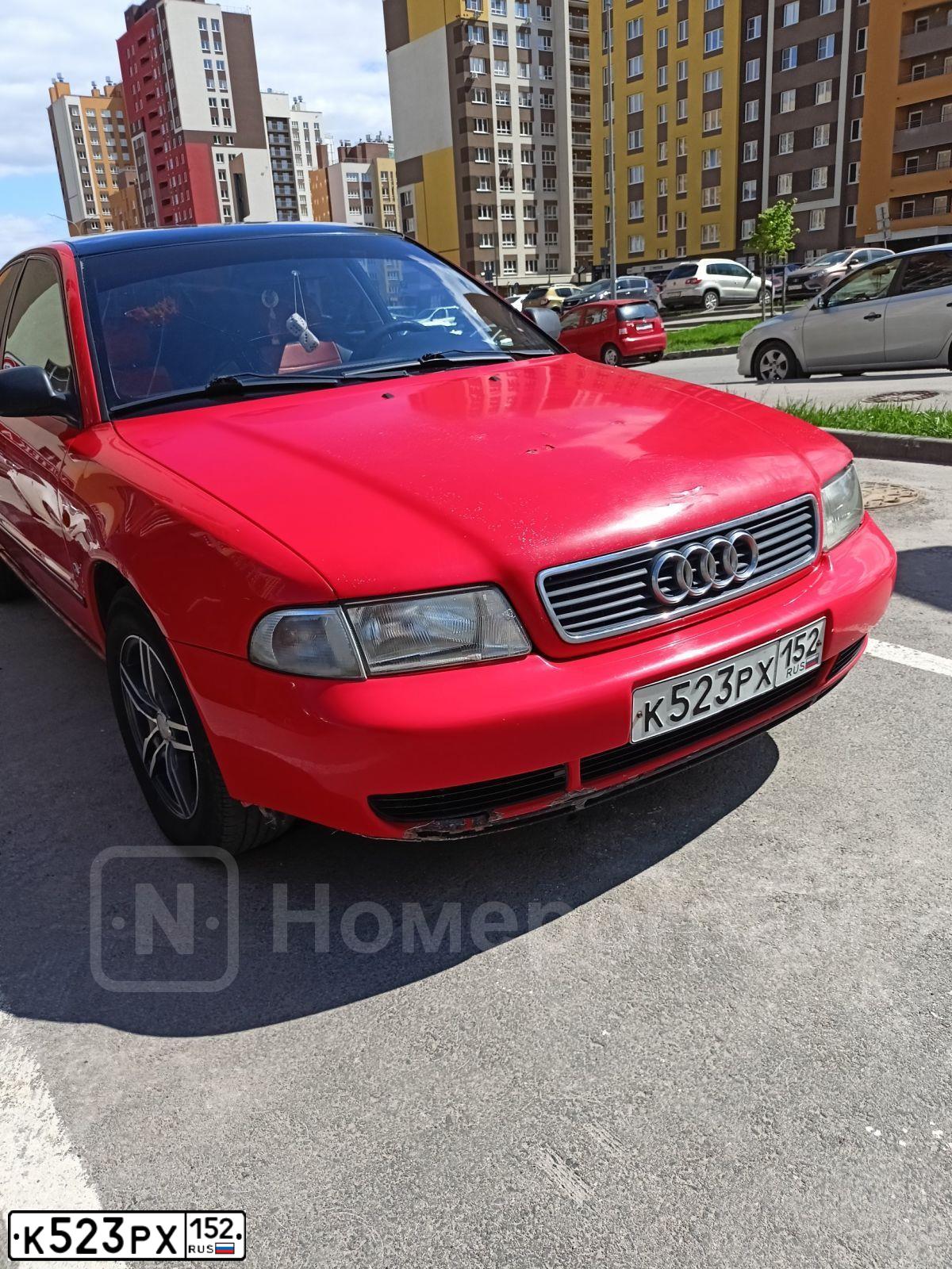 Фото автомобиля AUDI A4, 1996 — госномер К523РХ152. Цвет: Красный