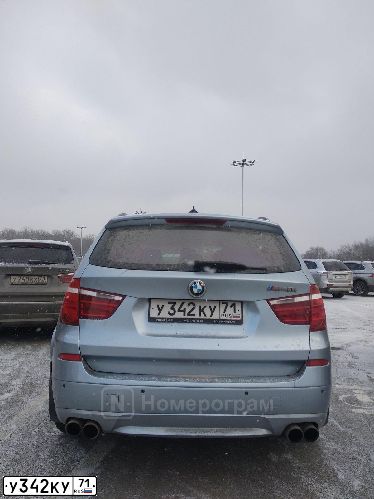 Фото автомобиля BMW X3, 2011 — госномер Х379ХТ799. Цвет: голубой