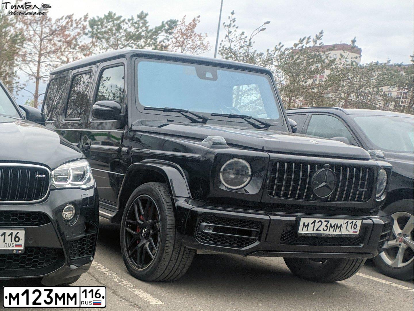 Фото автомобиля МЕРСЕДЕС-БЕНЦ AMG G 63, 2021 — госномер М123ММ116. Цвет: ЧЕРНЫЙ