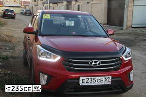 Фото автомобиля HYUNDAI CRETA, 2017 — госномер Е235СЕ69. Цвет: Красный