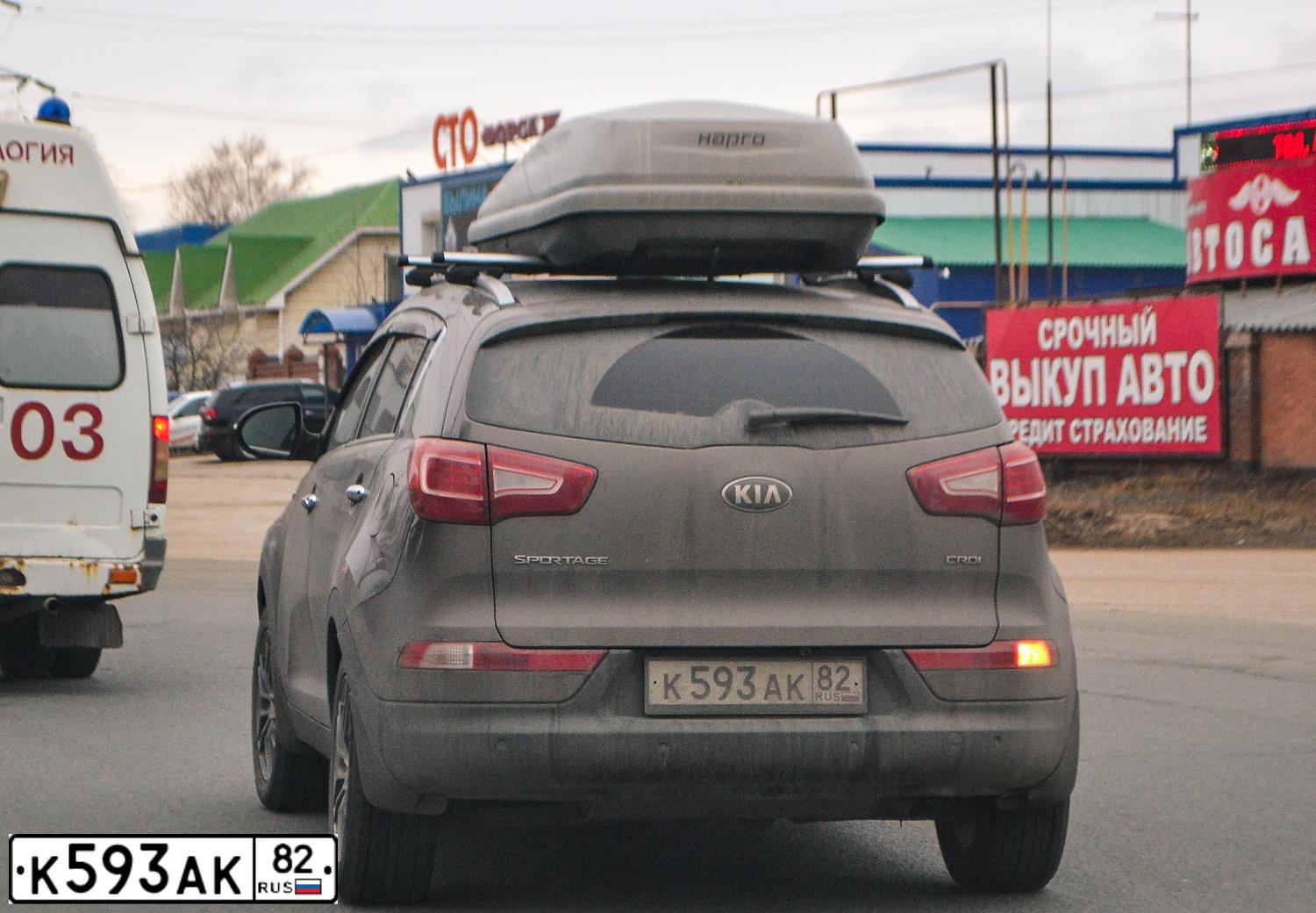 Фото автомобиля KIA SPORTAGE, 2013 — госномер К593АК82. Цвет: Коричневый