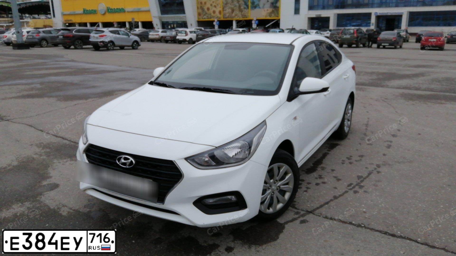 Фото автомобиля HYUNDAI SOLARIS, 2019 — госномер Е384ЕУ716. Цвет: БЕЛЫЙ