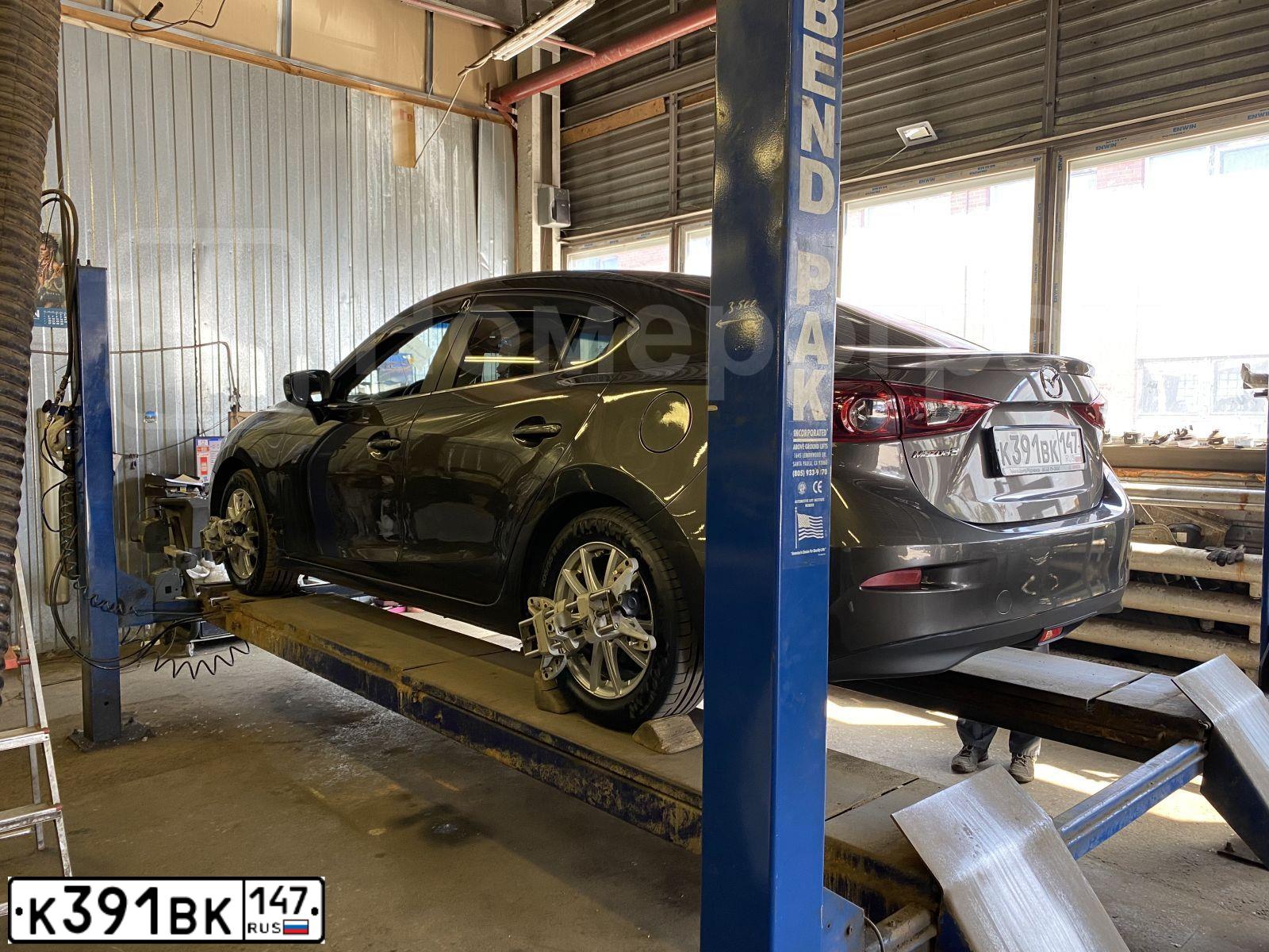 Фото автомобиля MAZDA 3, 2014 — госномер К391ВК147. Цвет: СЕРО-КОРИЧНЕВЫЙ