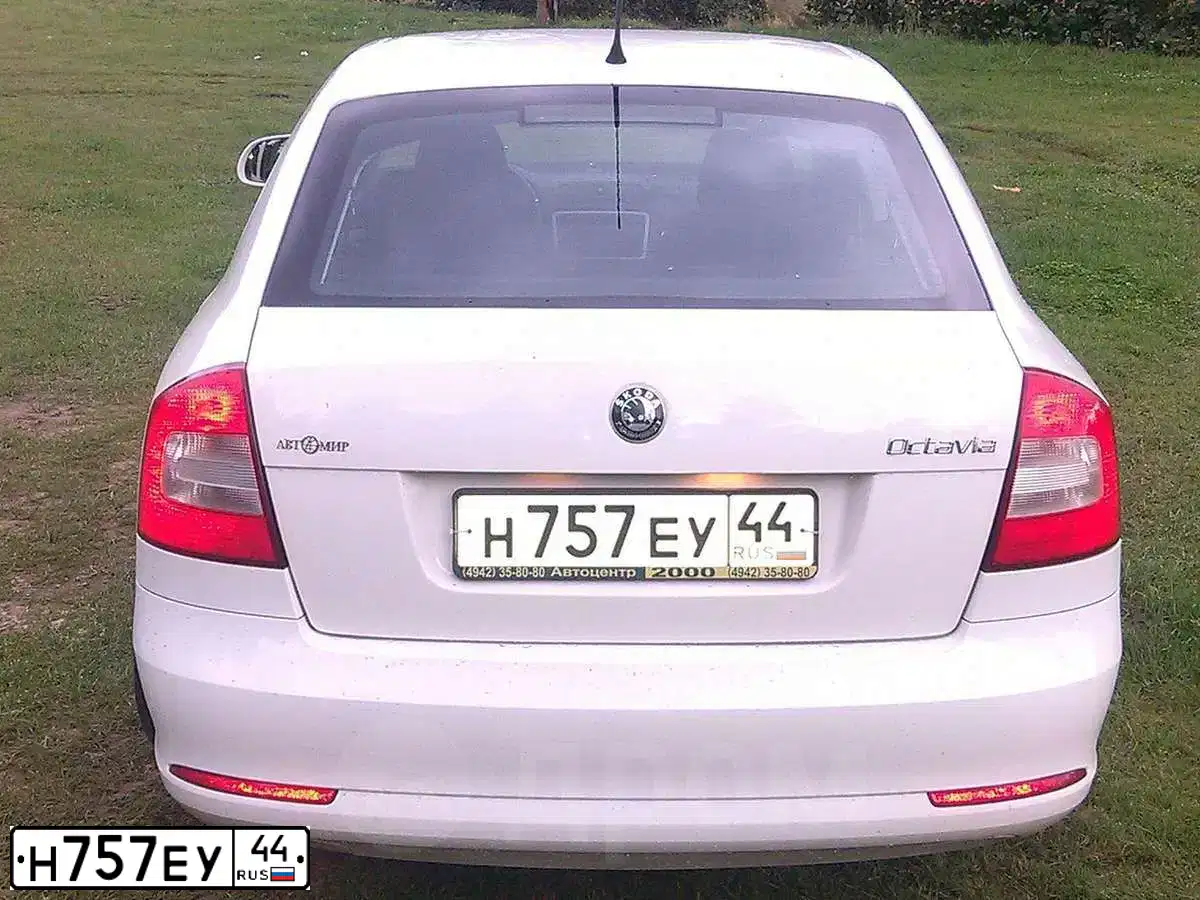 Фото автомобиля SKODA OCTAVIA, 2009 — госномер Н757ЕУ44. Цвет: БЕЛЫЙ