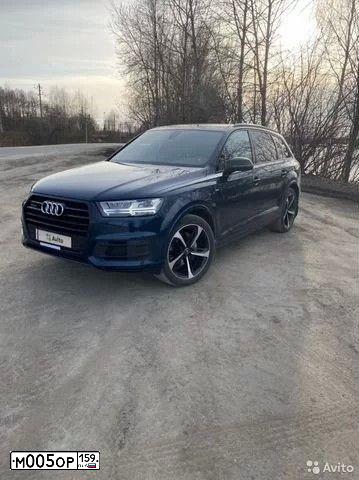 Фото автомобиля AUDI Q7, 2019 — госномер Н282РН159. Цвет: синий