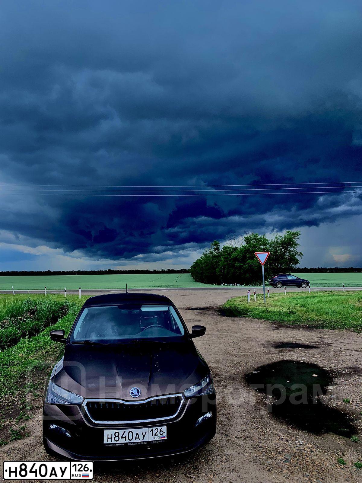 Фото автомобиля SKODA RAPID, 2020 — госномер Н840АУ126. Цвет: Коричневый