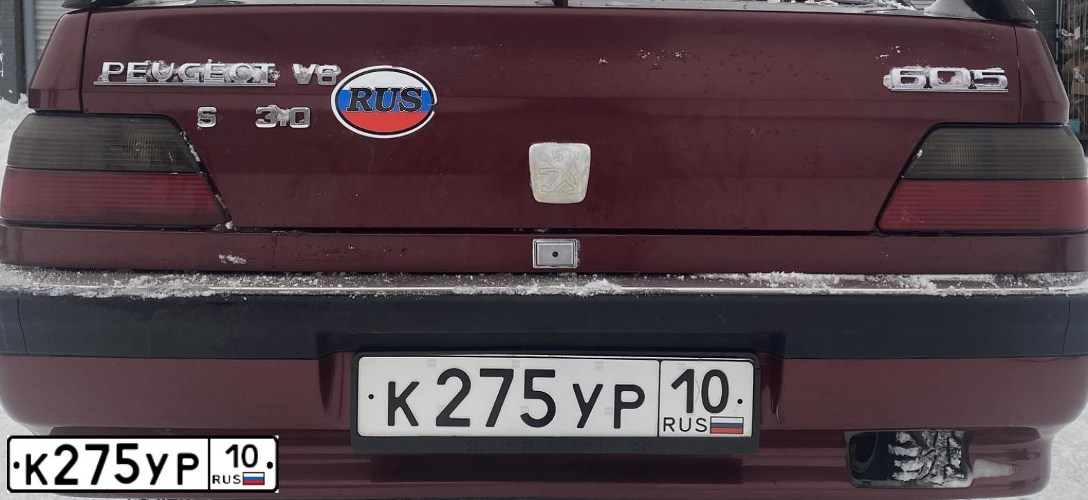 Фото автомобиля PEUGEOT T 605, 1996 — госномер К275УР10. Цвет: ВИШНЕВЫЙ