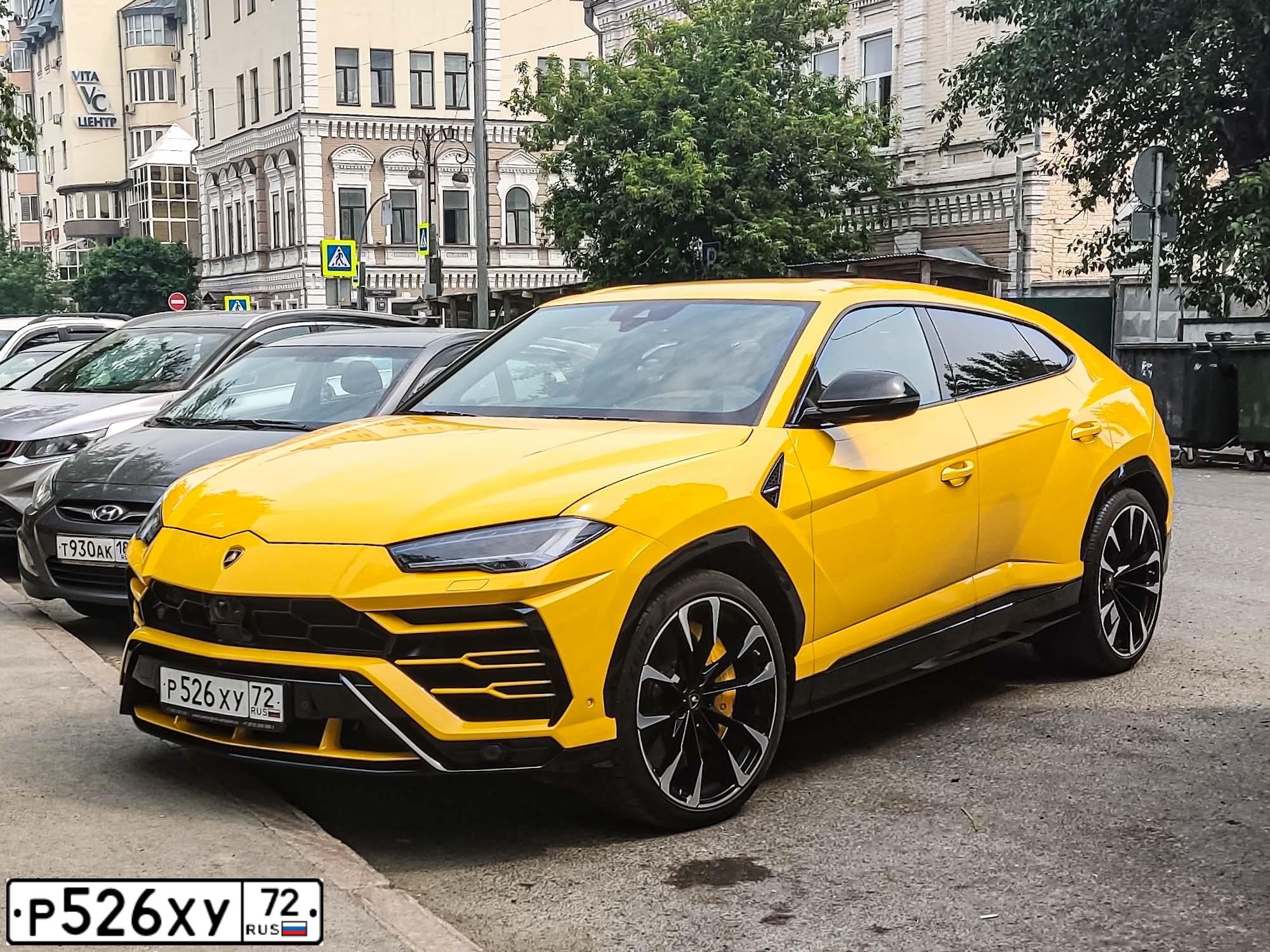 Фото автомобиля LAMBORGHINI URUS, 2019 — госномер Х777РН72. Цвет: ЖЕЛТЫЙ