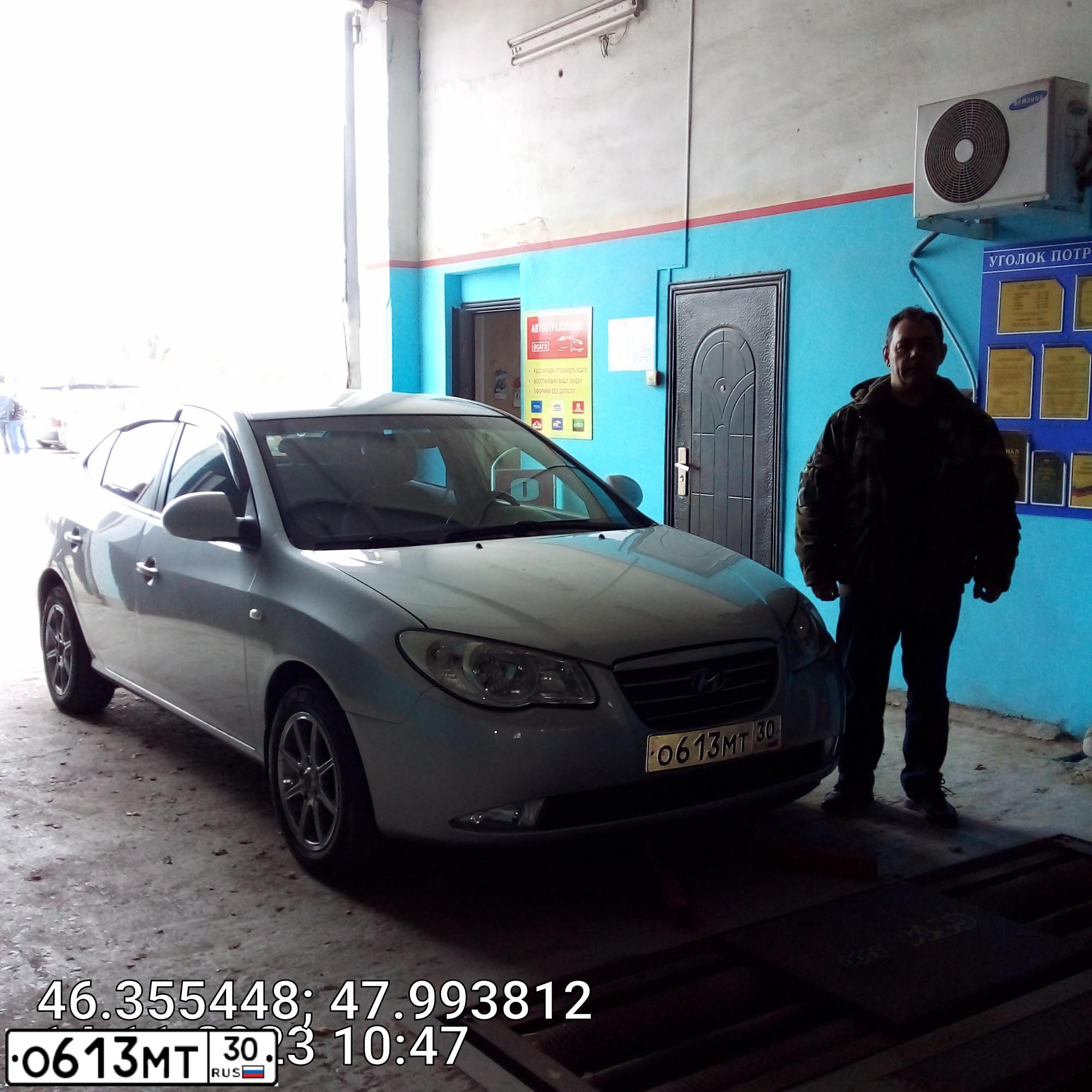 Фото автомобиля HYUNDAI ELANTRA, 2007 — госномер О613МТ30. Цвет: Серебристый