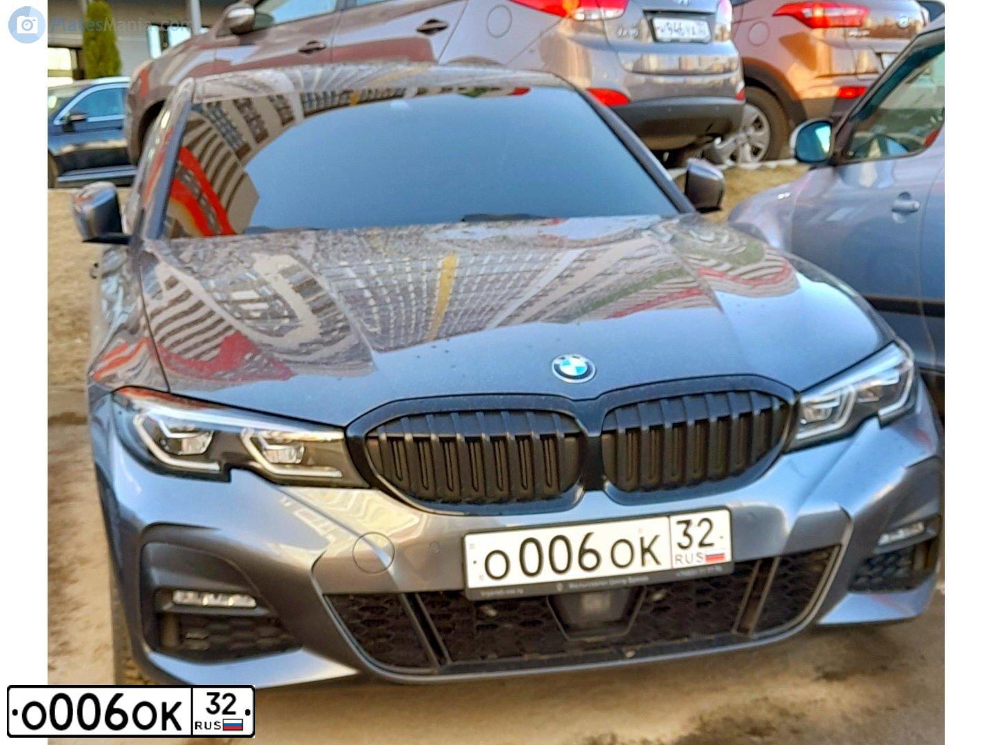 Фото автомобиля BMW 320D XDRIVE, 2021 — госномер О006ОК32. Цвет: СЕРЫЙ