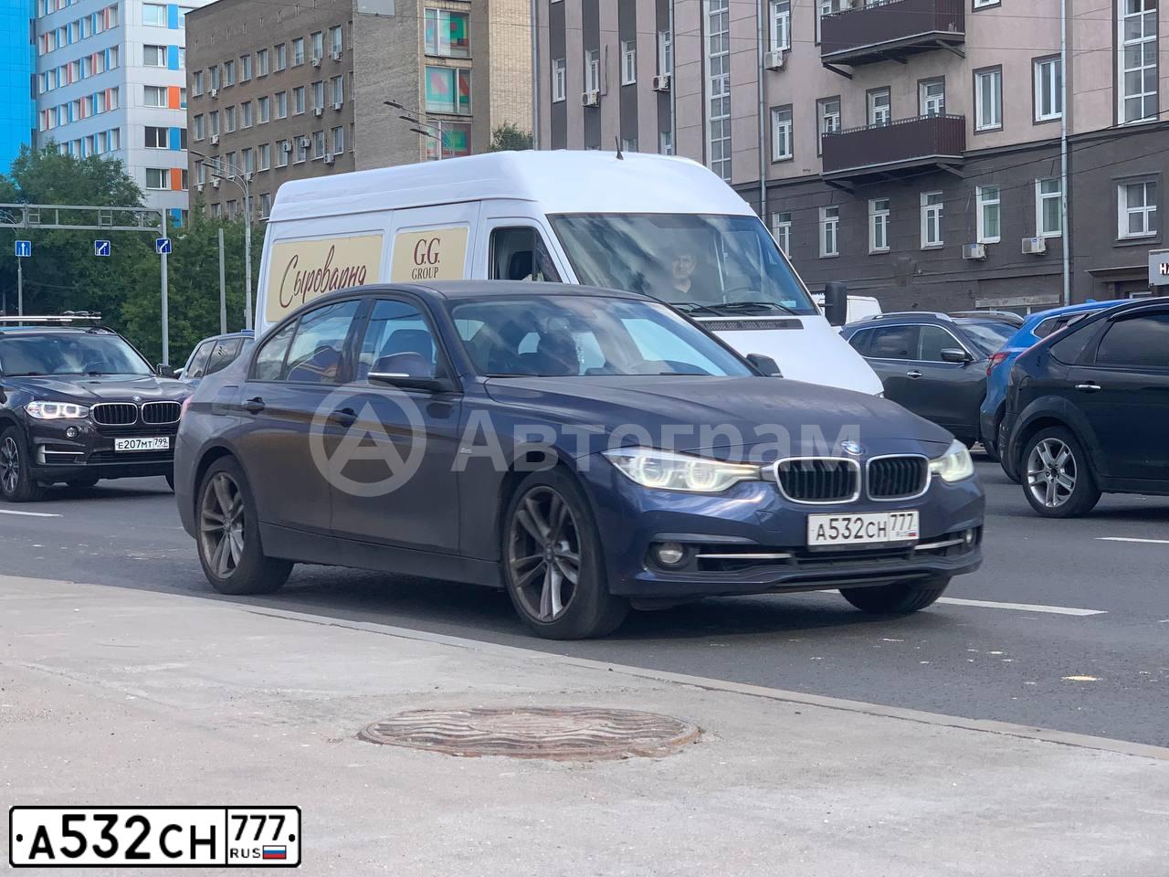 Фото автомобиля BMW SERIE 3, 2016 — госномер А532СН777. Цвет: СИНИЙ