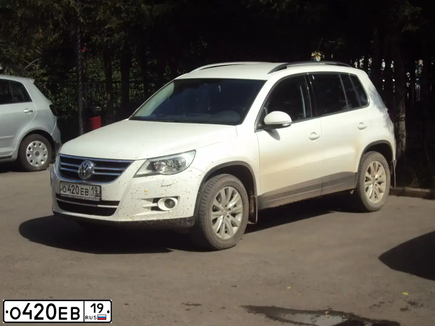 Фото автомобиля VOLKSWAGEN TIGUAN, 2011 — госномер О420ЕВ19. Цвет: БЕЛЫЙ