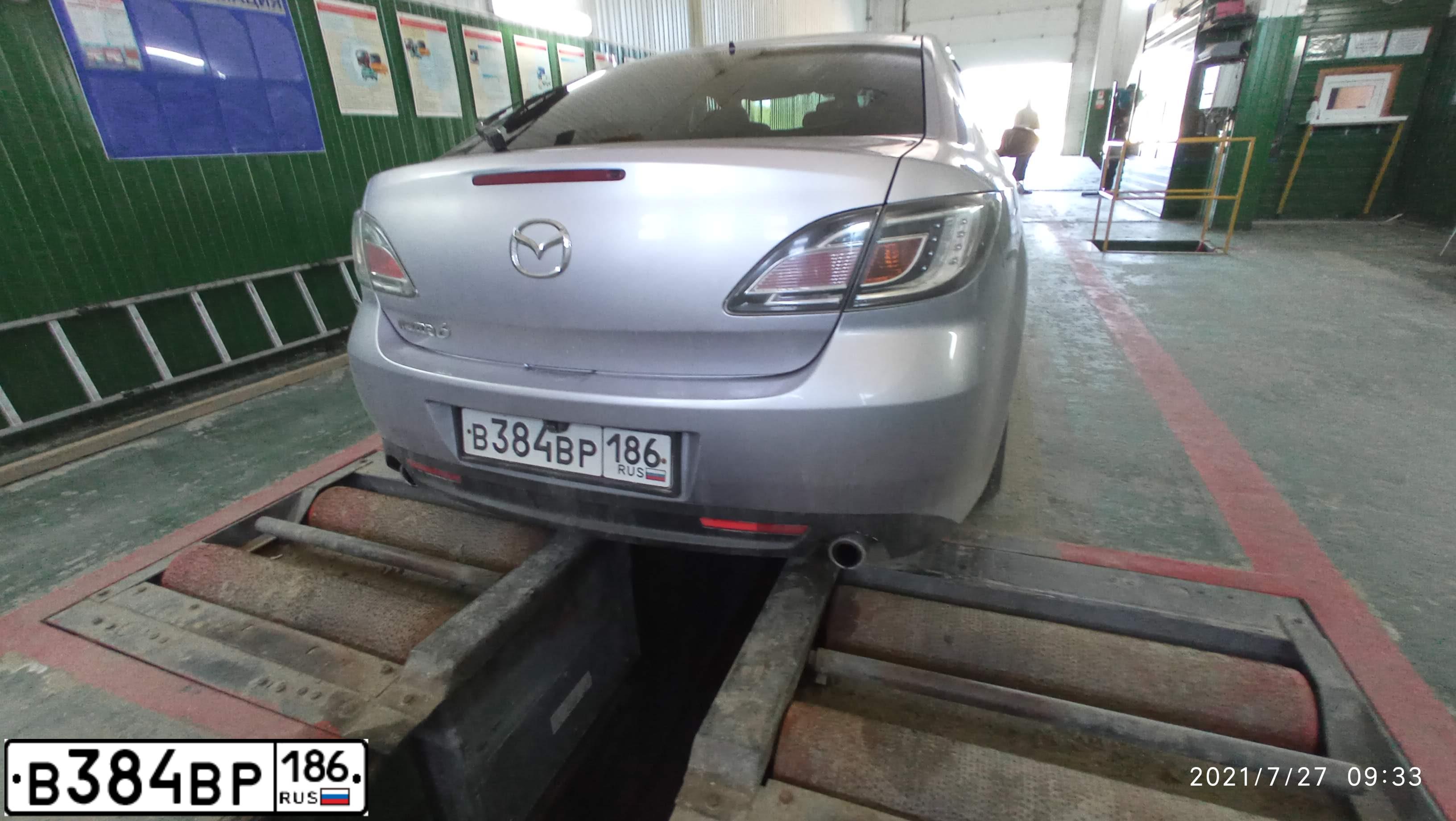 Фото автомобиля MAZDA A 6, 2008 — госномер В384ВР186. Цвет: СИРЕНЕВЫЙ