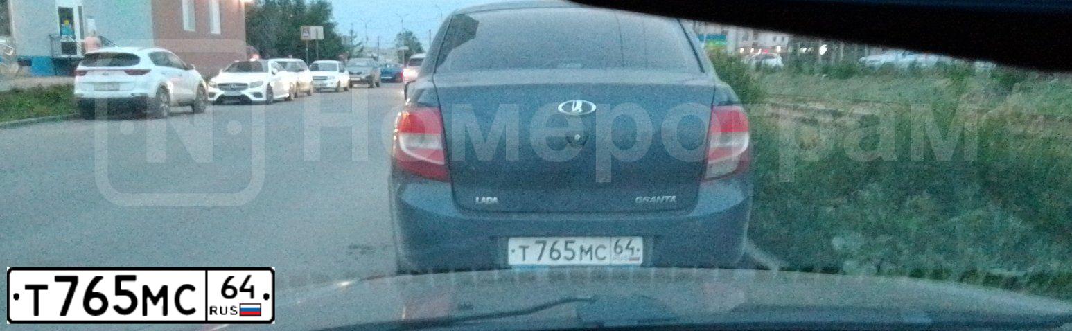 Фото автомобиля LADA 2190 GRANTA, 2013 — госномер Т765МС64. Цвет: СЕРО СИНИЙ