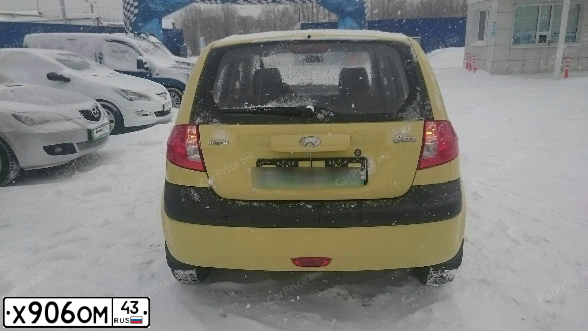 Фото автомобиля HYUNDAI GETZ, 2008 — госномер Х906ОМ43. Цвет: СВЕТЛО-ЖЕЛТЫЙ