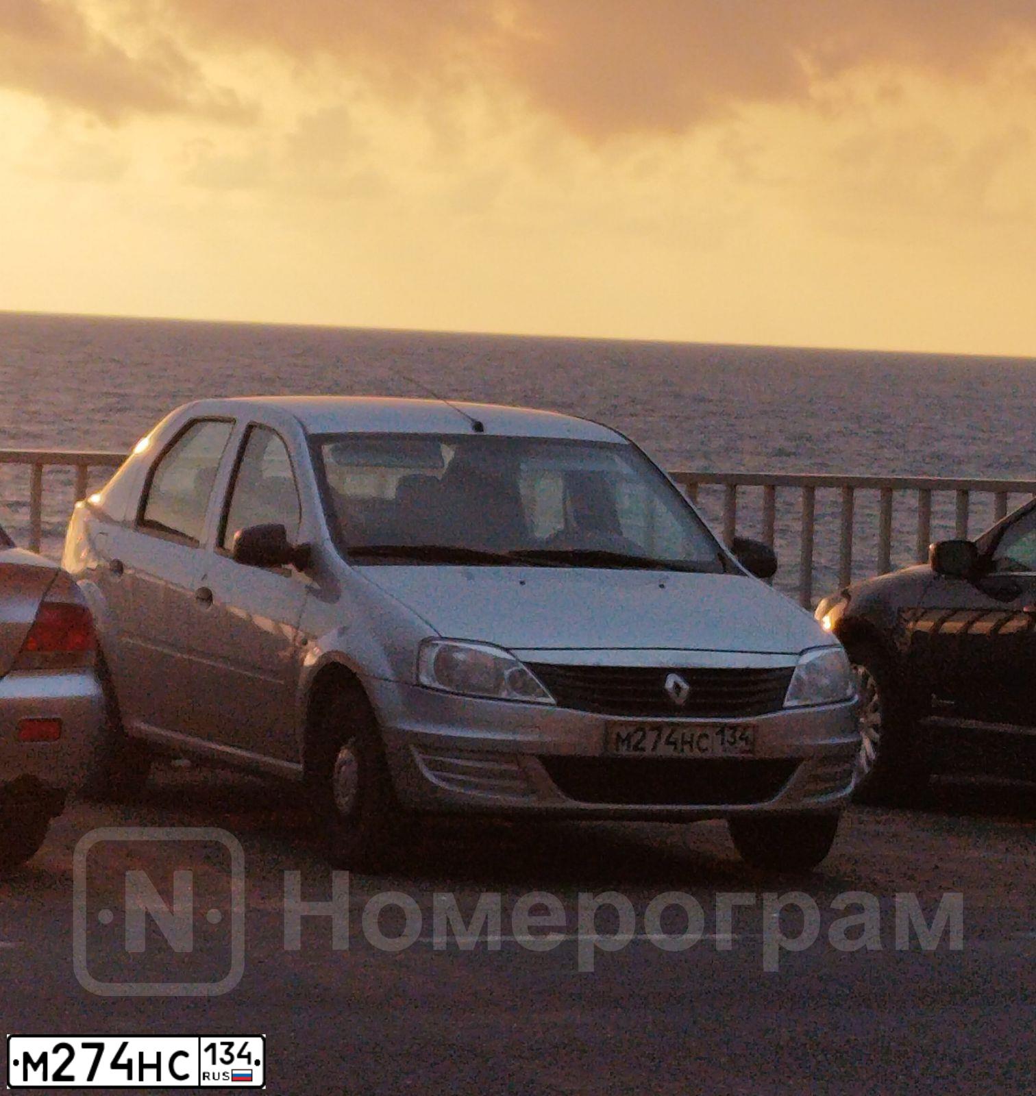 Фото автомобиля RENAULT LOGAN, 2014 — госномер М274НС134. Цвет: СВЕТЛО СЕРЫЙ