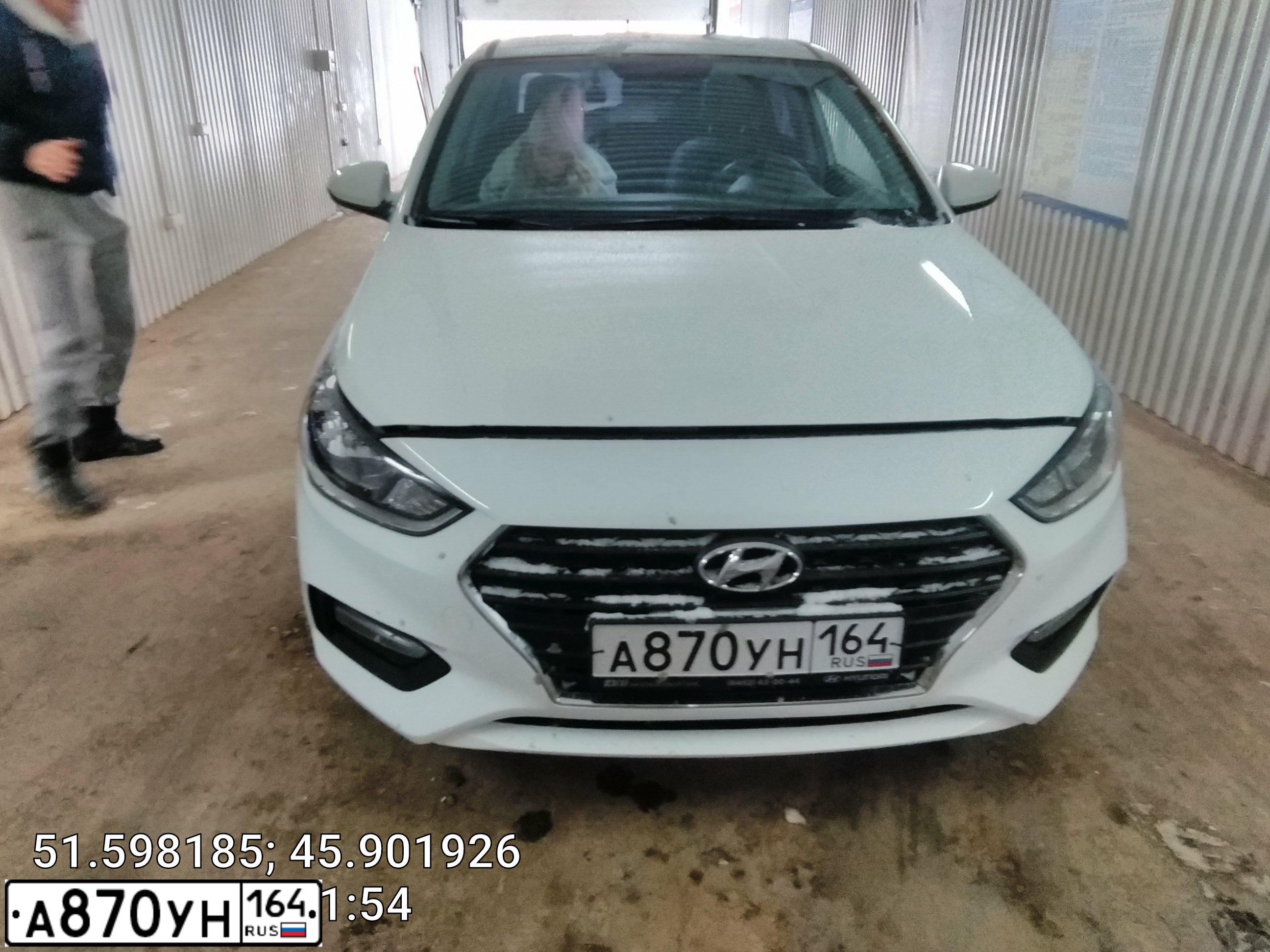 Фото автомобиля HYUNDAI SOLARIS, 2017 — госномер С386РТ58. Цвет: Белый