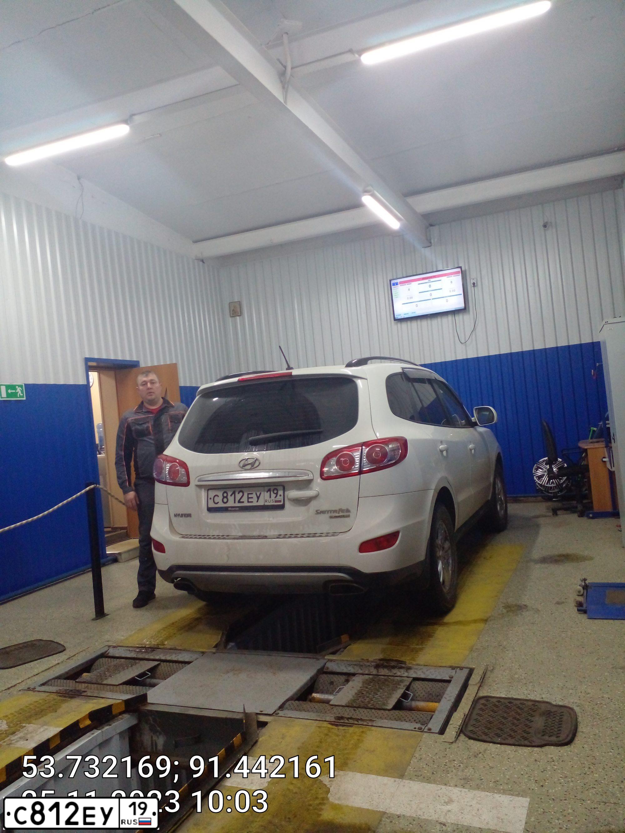 Фото автомобиля HYUNDAI SANTA FE, 2012 — госномер С812ЕУ19. Цвет: БЕЛЫЙ