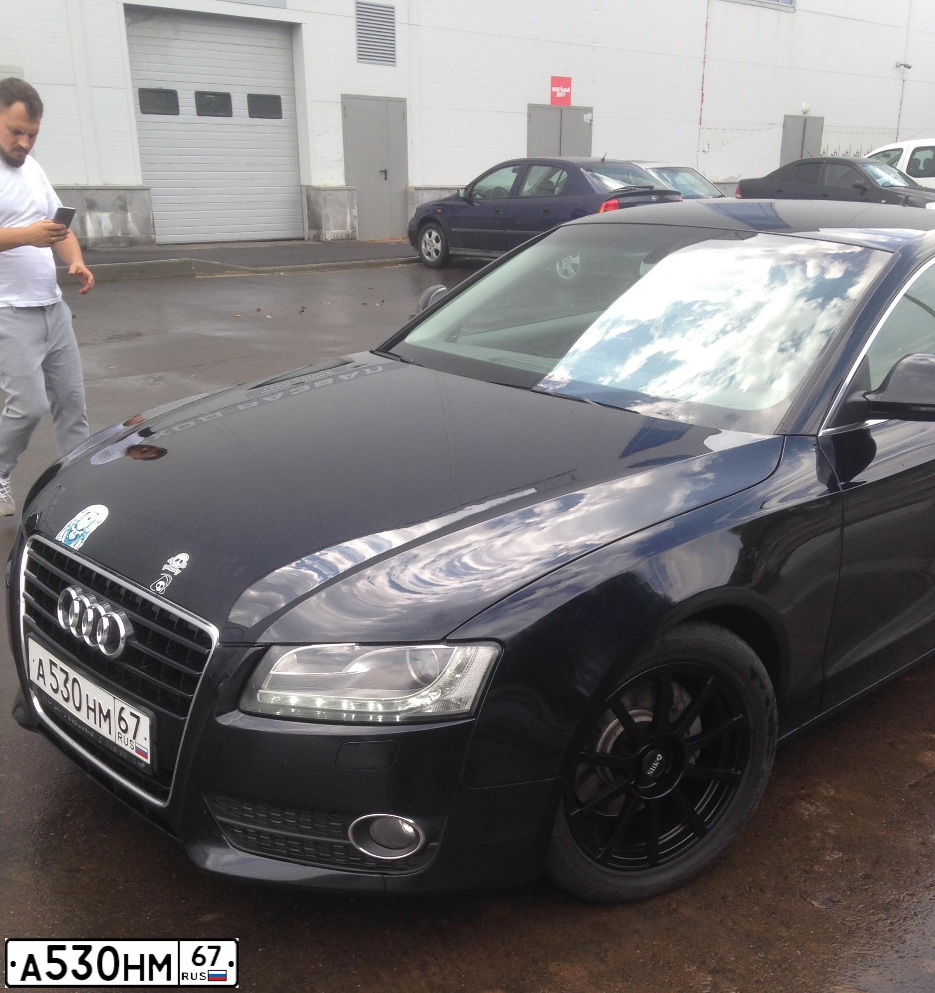 Фото автомобиля AUDI A5, 2007 — госномер О132РН159. Цвет: ЧЕРНЫЙ