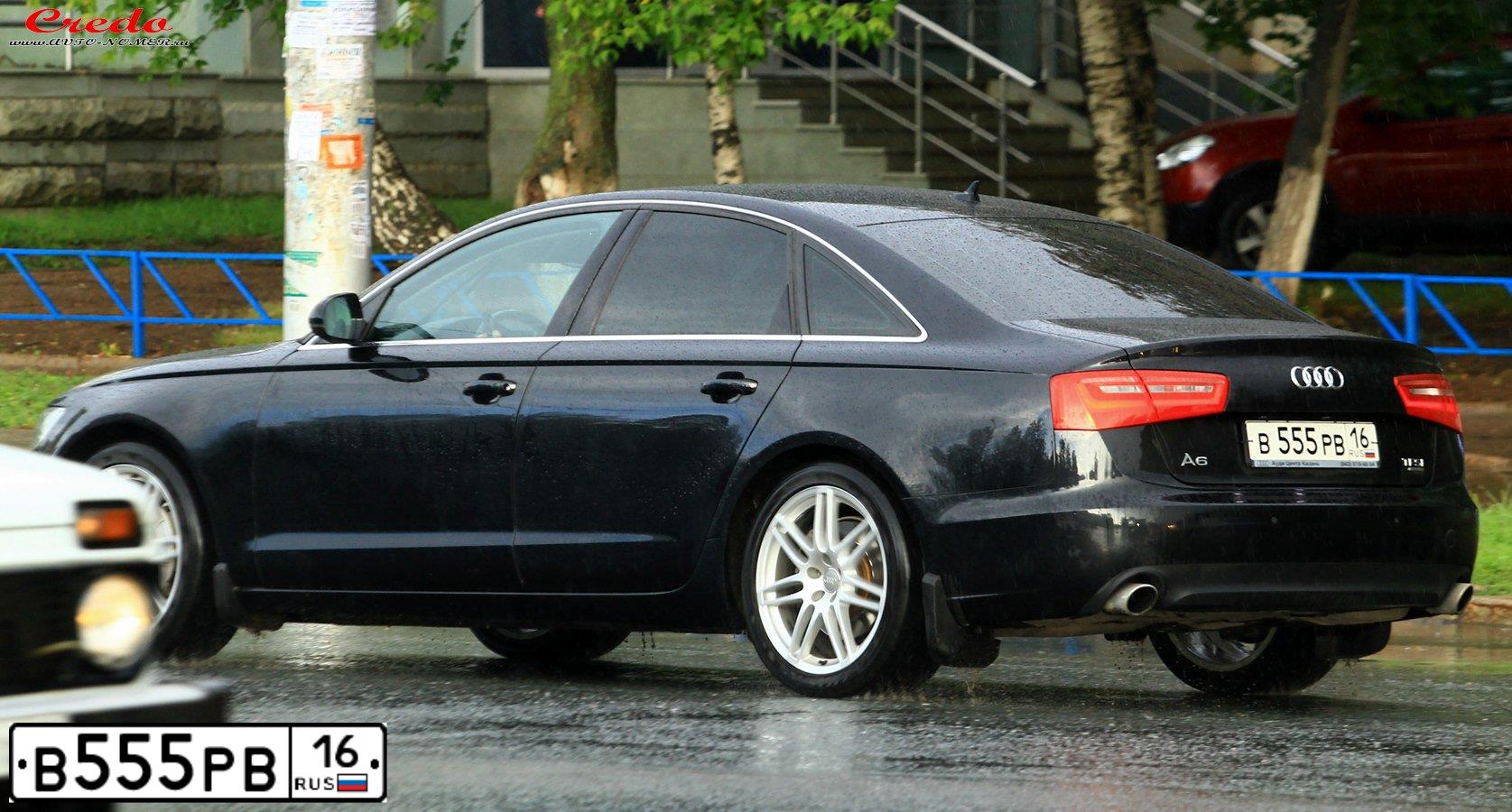 Фото автомобиля AUDI A6, 2011 — госномер В555РВ16. Цвет: ЧЕРНЫЙ