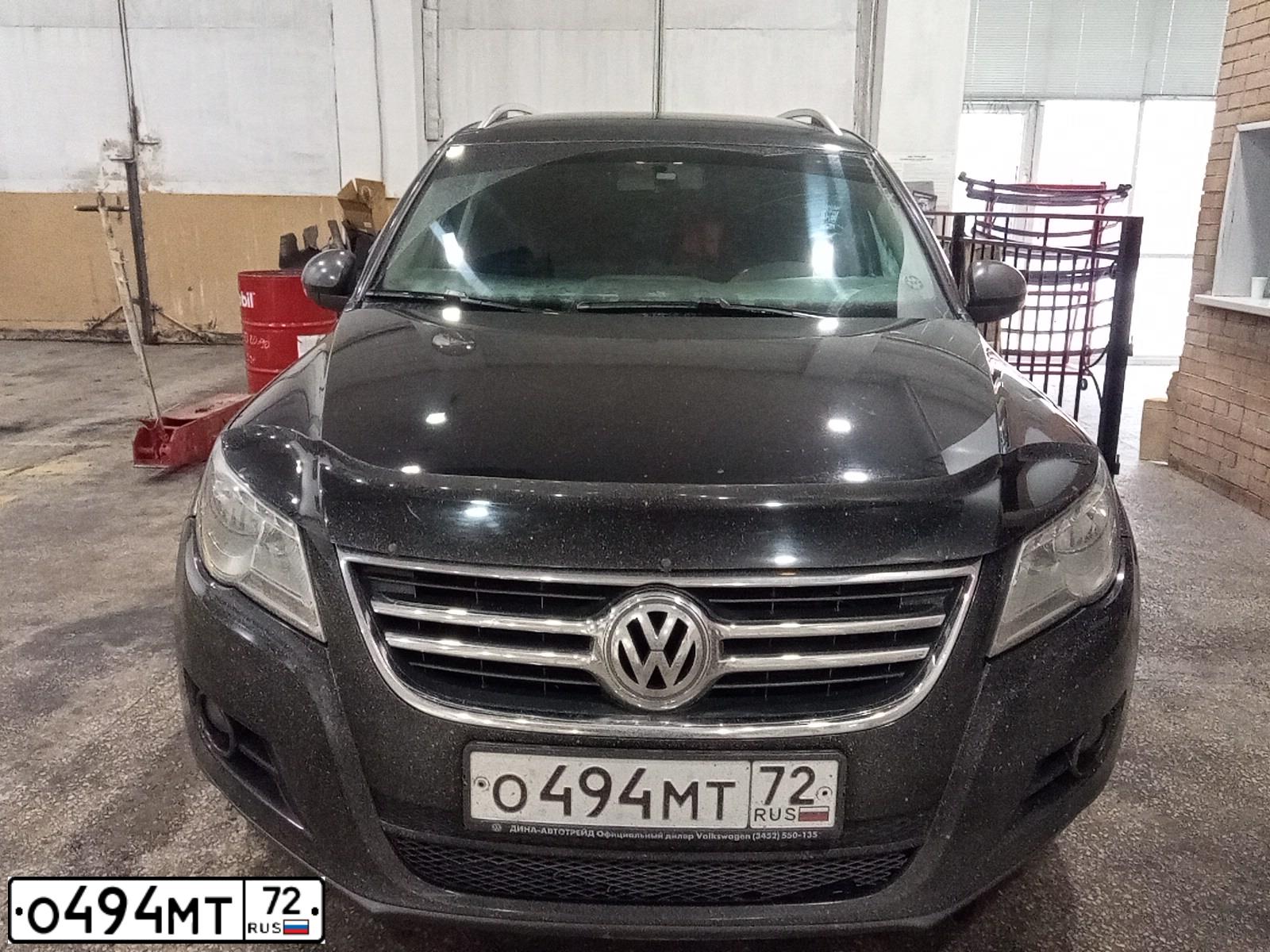 Фото автомобиля VOLKSWAGEN TIGUAN, 2010 — госномер О494МТ72. Цвет: ЧЕРНЫЙ