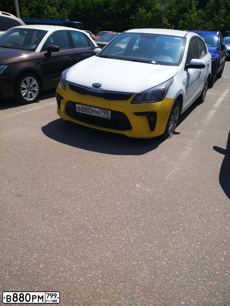 Фото автомобиля KIA RIO, 2019 — госномер В880РМ799. Цвет: ЖЕЛТЫЙ