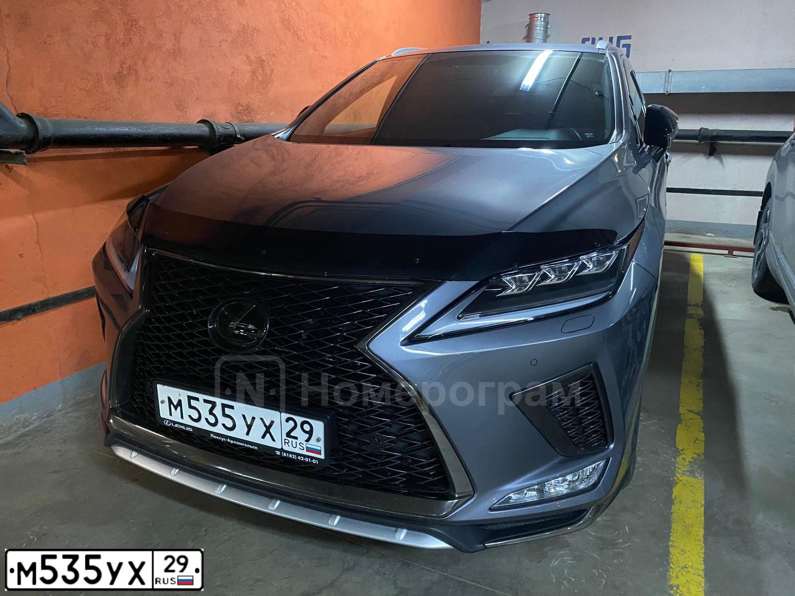 Фото автомобиля LEXUS RX, 2020 — госномер М535УХ29. Цвет: СЕРЫЙ