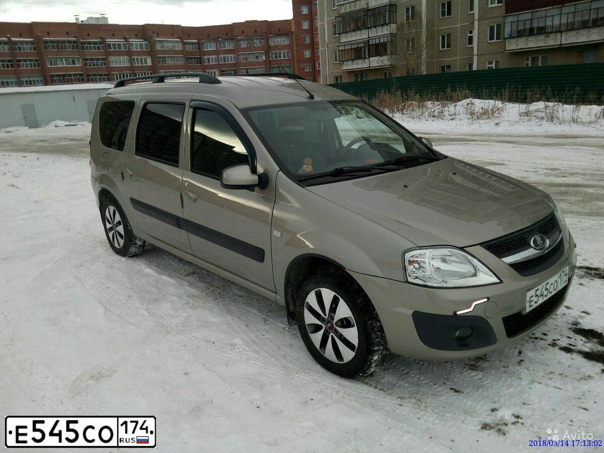 Фото автомобиля LADA LARGUS, 2012 — госномер Е545СО174. Цвет: СЕРО-БЕЖЕВЫЙ