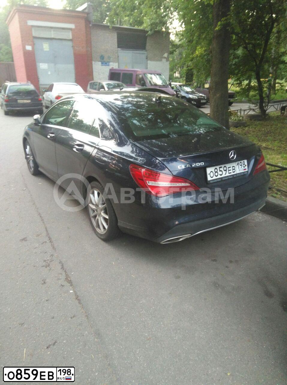 Фото автомобиля MERCEDES CLA-KLASSE, 2017 — госномер О859ЕВ198. Цвет: синий