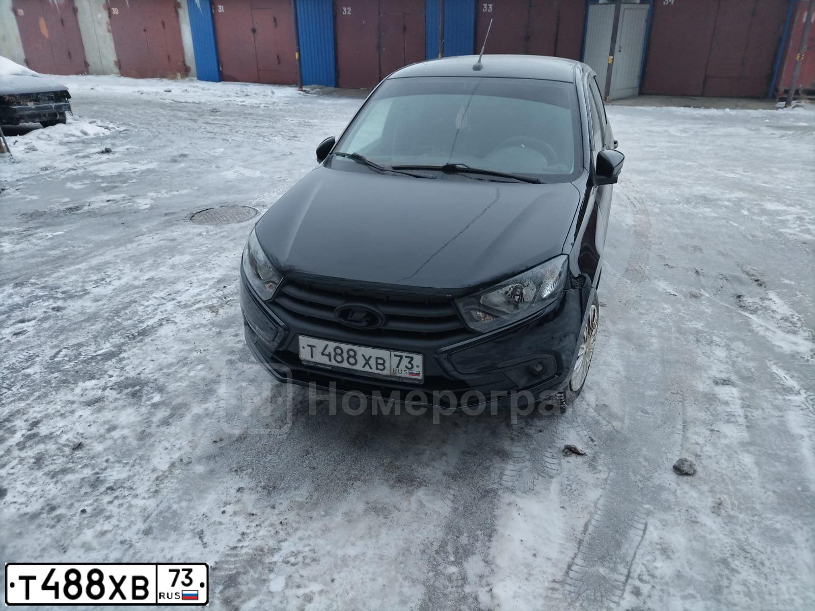 Фото автомобиля LADA GRANTA, 2022 — госномер Х915НУ73. Цвет: ЧЕРНЫЙ