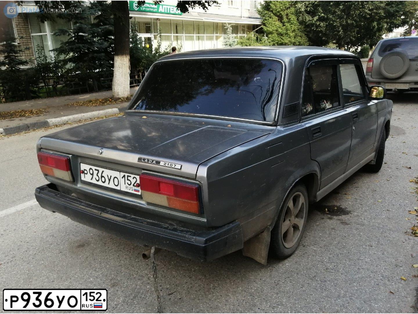 Фото автомобиля LADA 2107, 2010 — госномер Р936УО152. Цвет: СЕРО-ЗЕЛЕНЫЙ