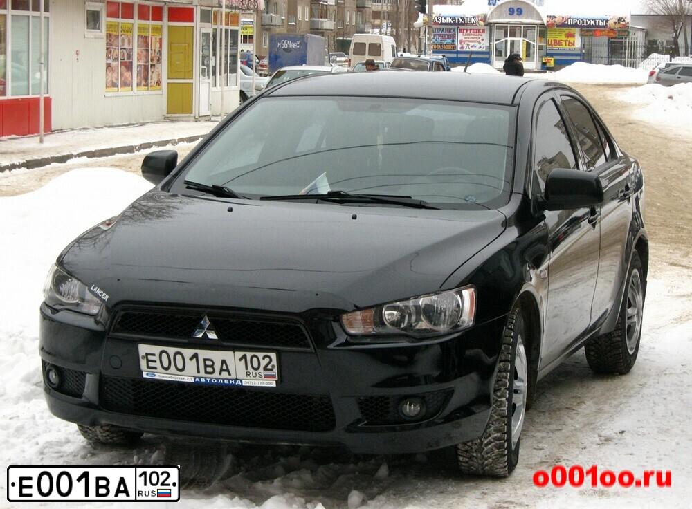 Фото автомобиля MITSUBISHI LANCER, 2007 — госномер Е001ВА102. Цвет: ЧЕРНЫЙ