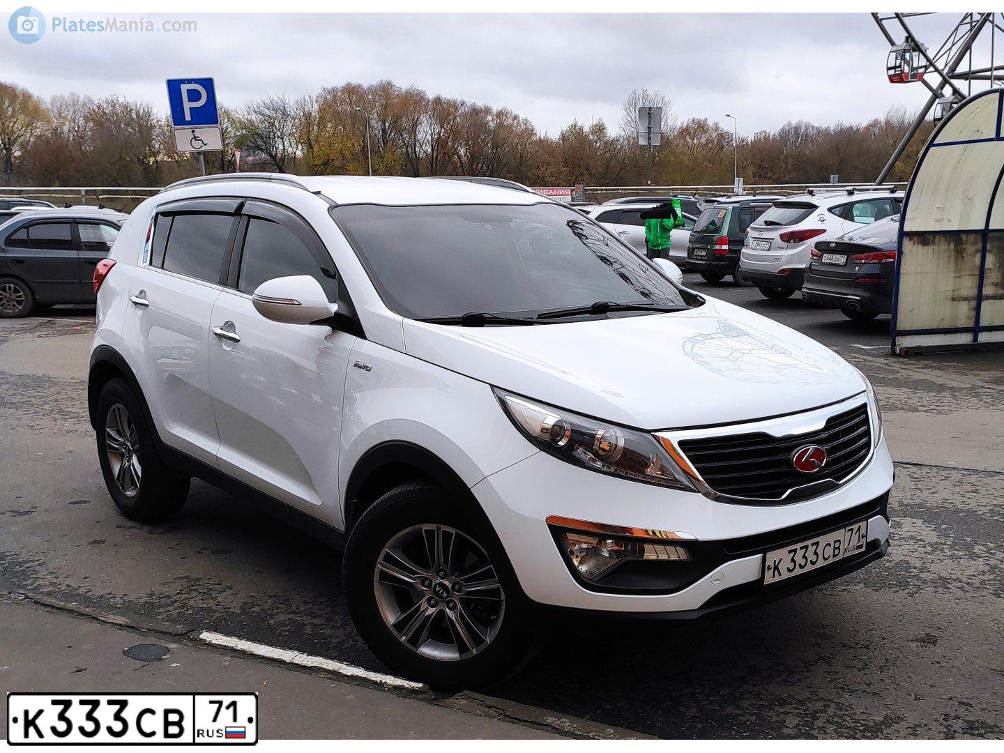 Фото автомобиля KIA SPORTAGE, 2010 — госномер К333СВ71. Цвет: БЕЛЫЙ