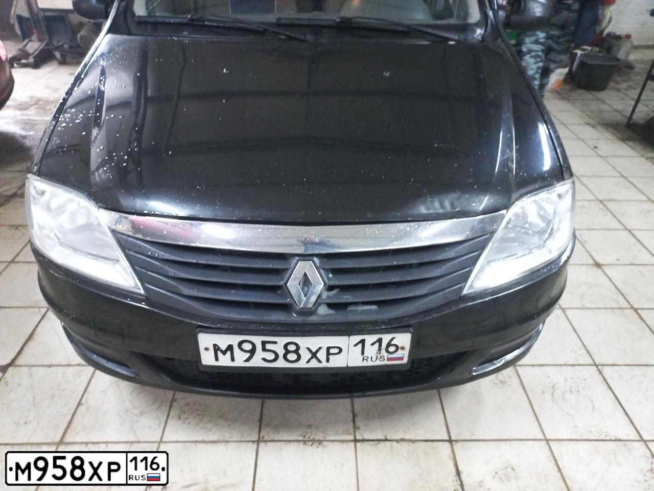Фото автомобиля RENAULT LOGAN, 2010 — госномер М958ХР116. Цвет: ЧЕРНЫЙ