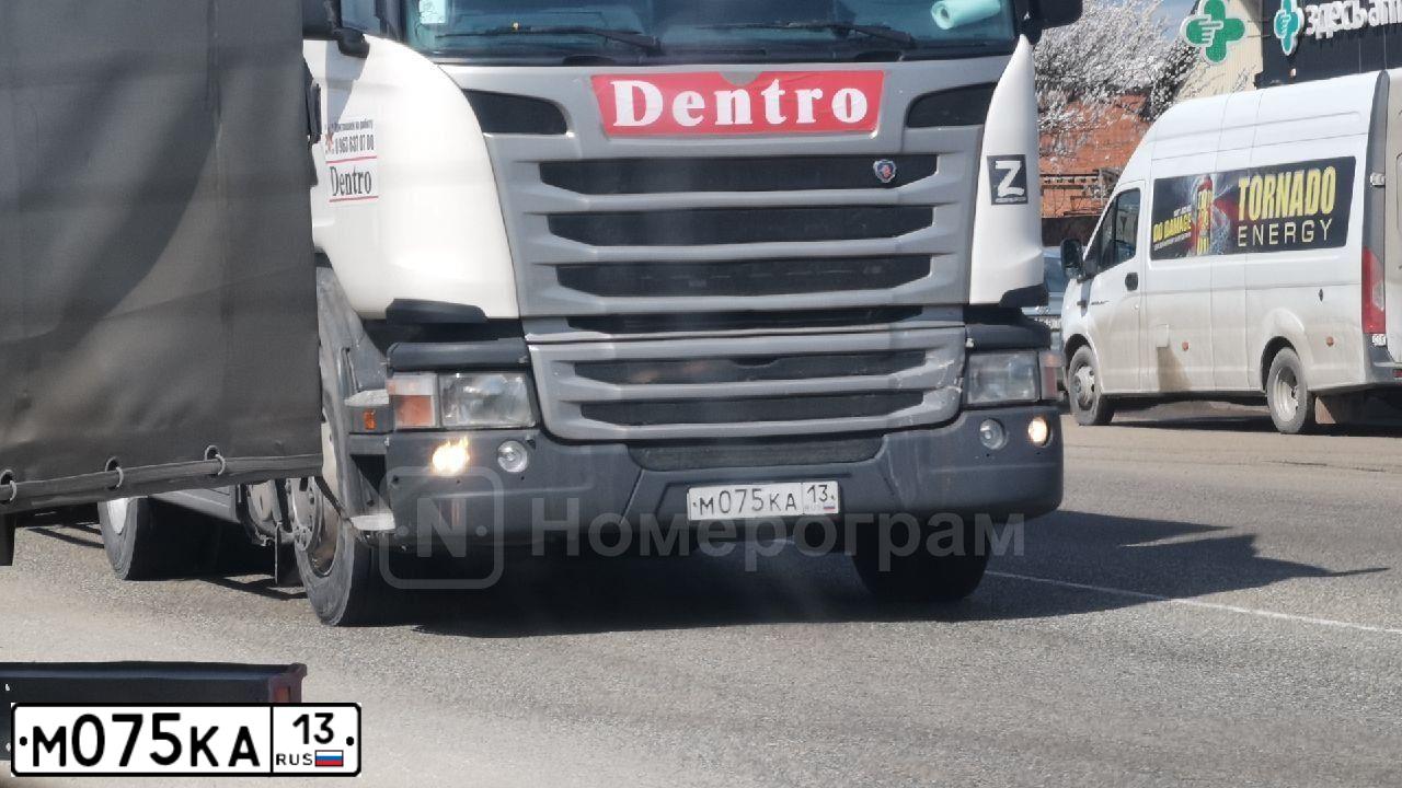 Фото автомобиля SCANIA SERIE G /4X2/, 2018 — госномер М075КА13. Цвет: Белый