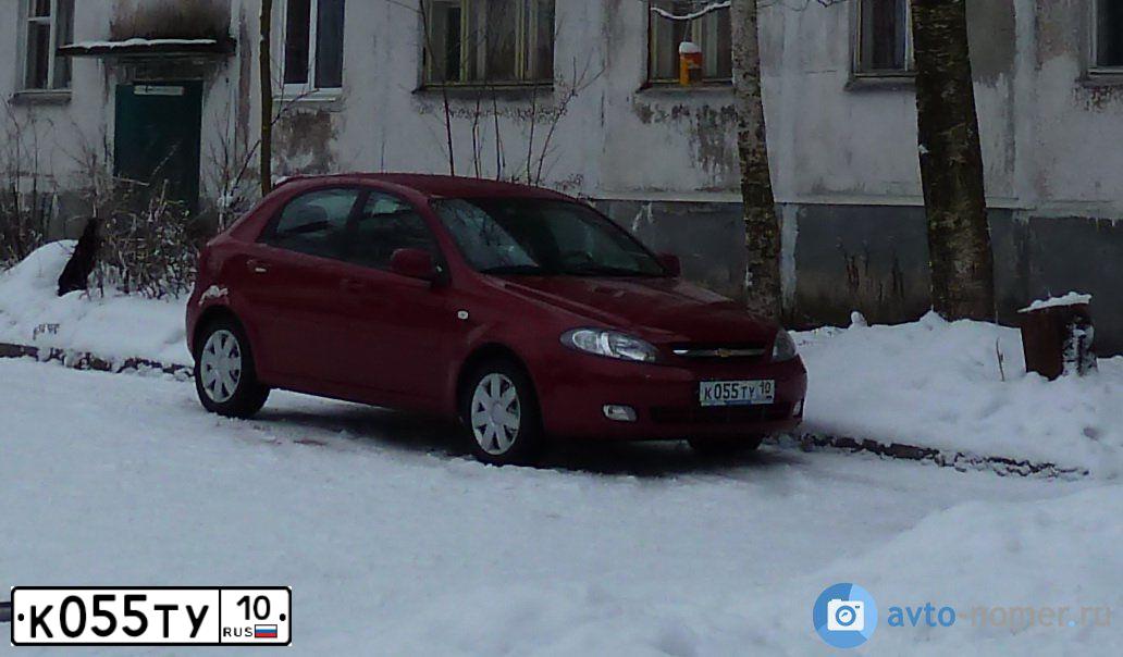 Фото автомобиля CHEVROLET LACETTI, 2011 — госномер К055ТУ10. Цвет: Красный