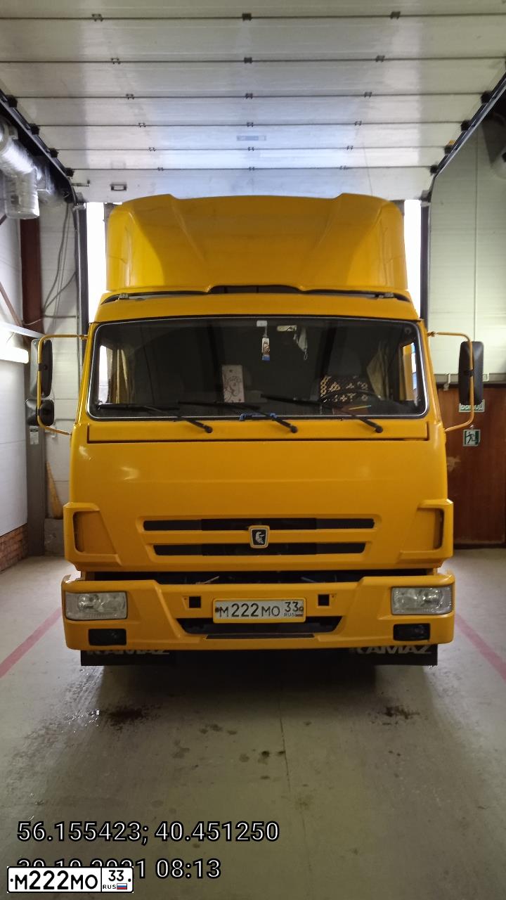 Фото автомобиля KAMAZ 4308 /4X2/, 2004 — госномер М222МО33. Цвет: Золотисто-желтый