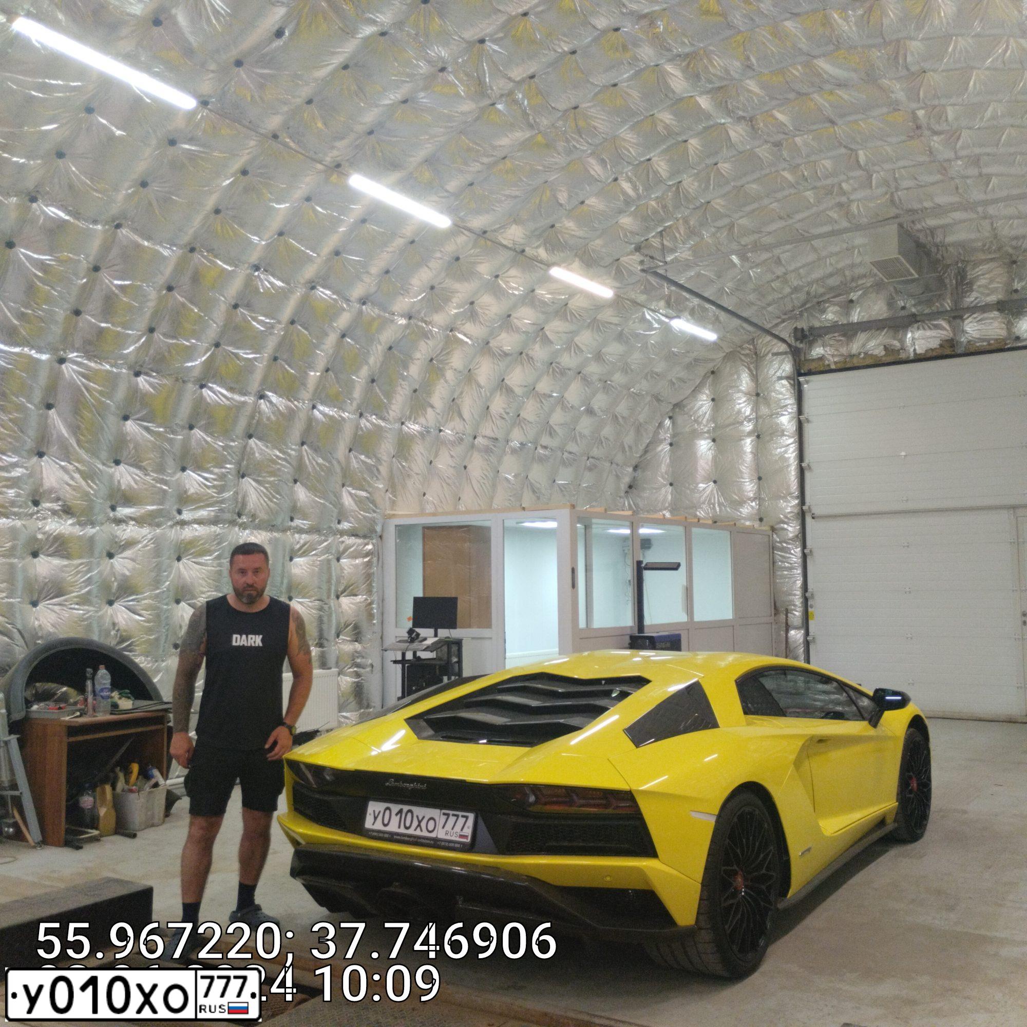 Фото автомобиля LAMBORGHINI AVENTADOR, 2018 — госномер К212ОН799. Цвет: ЖЁЛТЫЙ