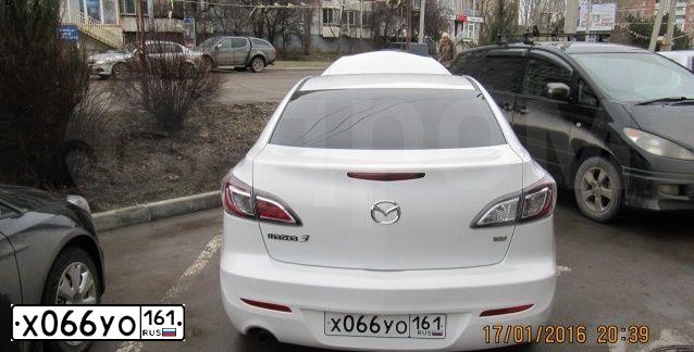 Фото автомобиля MAZDA 3, 2012 — госномер Т321РУ123. Цвет: Белый