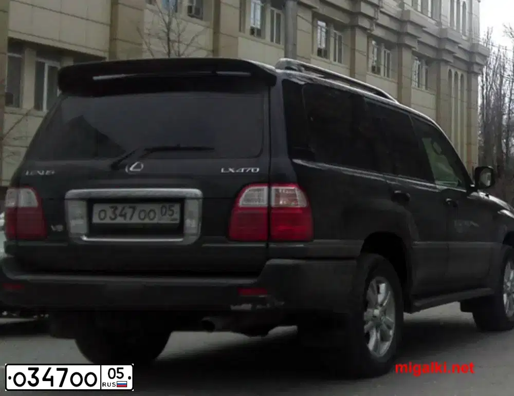 Фото автомобиля LEXUS ТОЙОТА ЛЕКСУС LX 470, 2006 — госномер О347ОО05. Цвет: ЧЕРНЫЙ