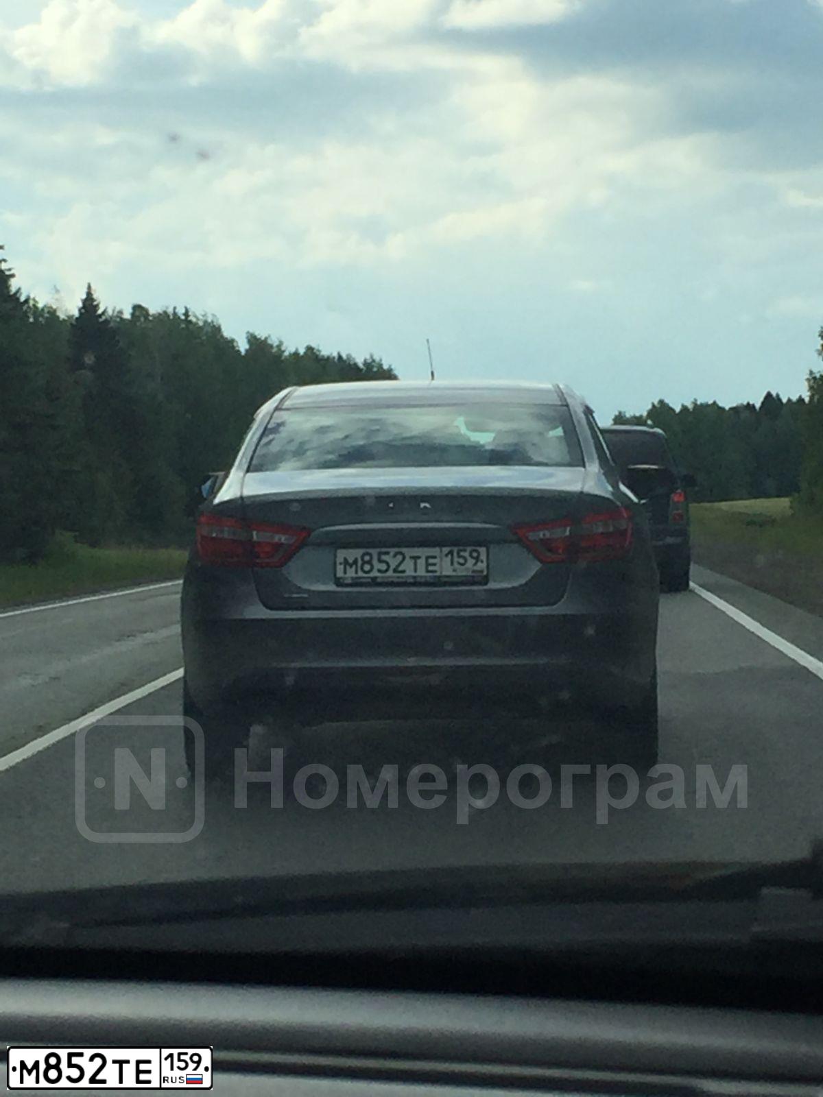 Фото автомобиля LADA VESTA, 2019 — госномер М852ТЕ159. Цвет: Серый